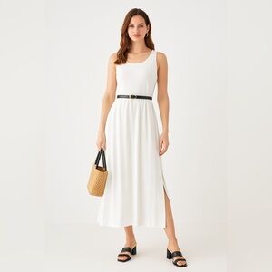 🆕 Ardene | Buttery Soft White Sleeveless Maxi Dress with One Slot